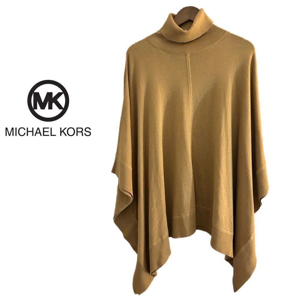 🎄MICHAEL Michael Kors Turtle Neck Poncho in Dark Carmel NWT